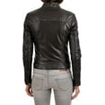thumbnail image 2 of Women's Genuine Lambskin Leather Jacket Motorcycle Biker Leather Black Jacket W621, 2 of 3