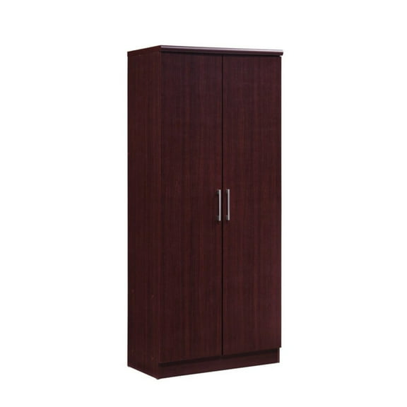 Hodedah Bedroom 2 Door Wardrobe Armoire with Adjustable Shelves, Mahogany