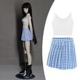thumbnail image 5 of Dolls Clothes Pleated Skirt Plaid Skirt Cloth Clothing 1/3 BJD DIY Outfits Casual Clothes Handmade Girl Doll Accessories Girl Gifts No Doll Blue White, 5 of 8