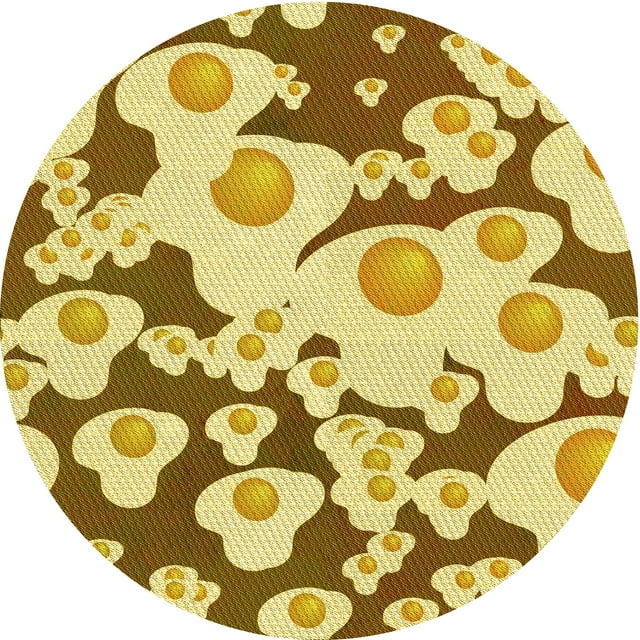 Ahgly Company Machine Washable Indoor Round Transitional Dark Bisque Brown Area Rugs, 5' Round