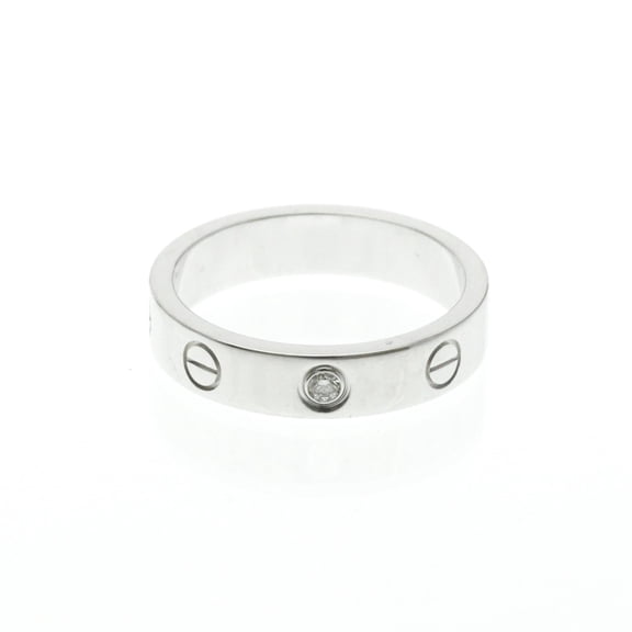 Pre-Owned Cartier Mini Love 1P Diamond Ring White Gold (18K) Fashion Diamond Band Ring Silver