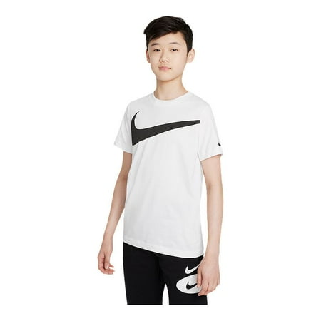 Nike Sportswear Boys' HBR Swoosh T-Shirt, Kids' Crewneck Cotton Graphic Tee, Size L