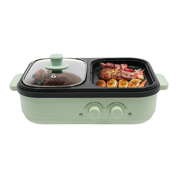 Dwellnix Hot Pot with Grill – 2-in-1 Electric Hot Pot and Frying Pan, Dual Temperature Control, 1300W, Non-stick Surface, Compact and Portable for Family Use