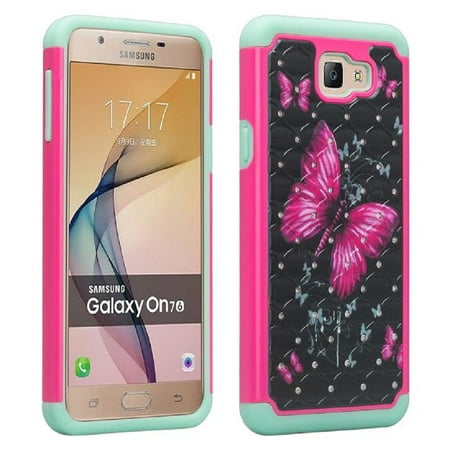 Samsung Galaxy On5 (2016 Version) Case, Galaxy J5 Prime Case, SOGA [Jewel Gem Series] Diamond Bling Protective Case for Samsung Galaxy On5 (2016) / Galaxy J5 Prime - Pink Butterfly
