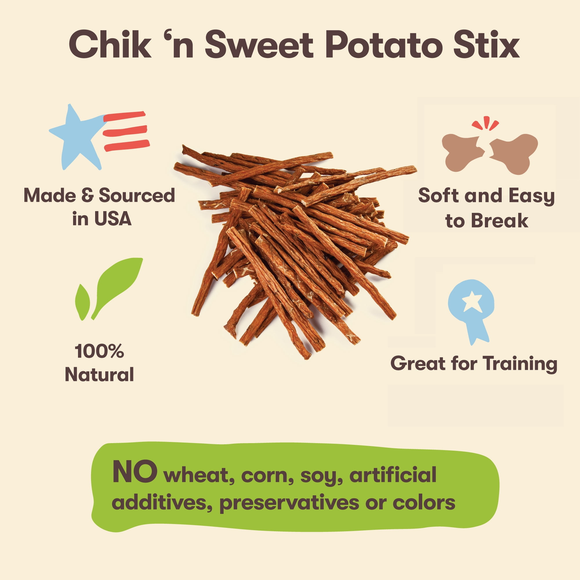 Pet 'n Shape Chik 'n Sweet Potato Stix – Made and Sourced in the USA- Natural Healthy Dog Treats, 28 Ounce