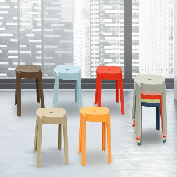 Assorted Color Stacking Stools, Stackable Stools for Kids and Adults, Backless Bar Stool, Flexible Seating Decorative Stools for Home, Office, Classrooms