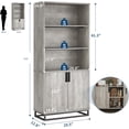thumbnail image 2 of 70.6" Tall Bookshelf w/Doors & Metal Base, 5 Tier Bookcase with Cabinet and Adjustable Shelf, Wooden Book Shelf Farmhouse Bookcase for Living Room Office Library, 2 of 7