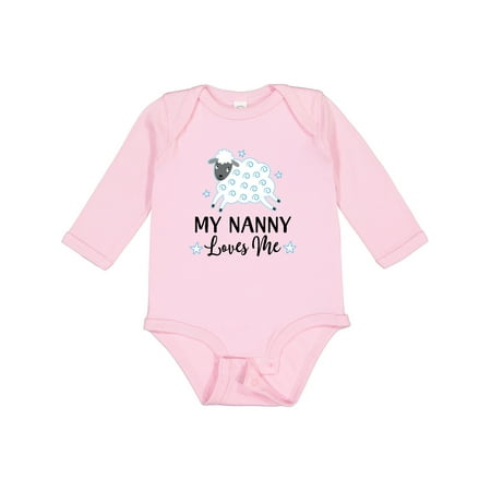 

Inktastic My Nanny Loves Me Baby Lamb Gift Baby Boy or Baby Girl Long Sleeve Bodysuit