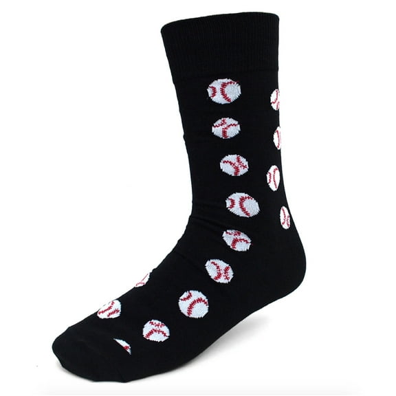 Urban-Peacock Men's Novelty Fun Socks - Baseballs in Black - 1 Pair