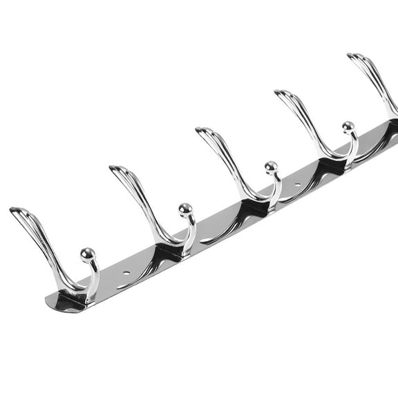 Wall Mounted Stainless Steel Coat Rack with 6 Hooks for Bath Towels Clothes Silver