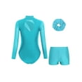 thumbnail image 2 of iiniim Girls Gymnastics Leotard with Shorts and Hairband Long Sleeve Ballet Tumbling Dance Unitard Blue Green 12, 2 of 7