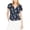 Navy, variant on MAISON JULES Womens Navy Tie Floral Short Sleeve V Neck Button Up Top XS