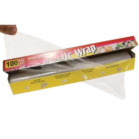 ToolUSA Clear Plastic Wrap for Food Storage | 12" x 100' Roll | Preserve Freshness | Home & Restaurant Use | Metal Cutter Included