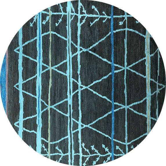 Ahgly Company Indoor Round Oriental Light Blue Industrial Area Rugs, 3' Round