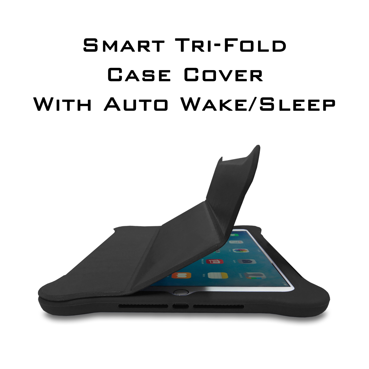 ME 3-In-1 Bumper-Case-Stand with Smart Tri-Fold Cover for New iPad 9.7-inch (5th Generation - 2017 release) - Black