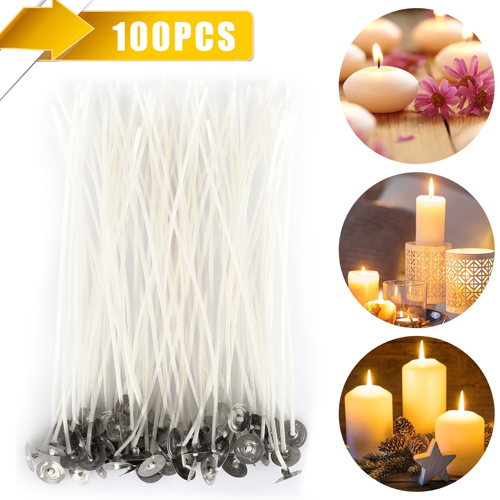 100pc 6 Inch Candle Wicks Pre-Waxed Wick For Cotton Core Candles DIY Making 15cm