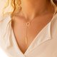 thumbnail image 2 of Collar Lariat para mujer, delicados collares largos chapados en oro de 14 quilates con colgante de perlas CZ en forma de corazón, collar con forma de gota de oro simple TUNC Sencillez, 2 of 5