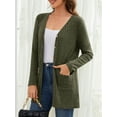 thumbnail image 3 of Fancyglim Women Cardigan Sweater Long Sleeve Button Down Lightweight Brushed Knit Tops with Pockets Green 2XL, 3 of 7