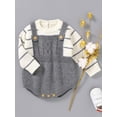 thumbnail image 4 of Bagilaanoe Newborn Baby Girl Boy Knit Sweater Rompers Long Sleeve Bodysuit 3M 6M 12M 18M Infant Patchwork One Piece Jumpsuit, 4 of 9