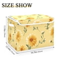 thumbnail image 3 of Foldable Fabric Storage Bin With Handle Collapsible Basket Box Storage With Lid Organizer Watercolor Yellow Daises, 3 of 7