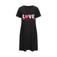thumbnail image 5 of Xfvqtps Valentine's Day Nightgown for Women Plus Size Love Arrow Print Short Sleeve Crew Neck Solid Color Lightweight Soft Comfortable Pajamas Black, 5 of 6
