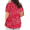 thumbnail image 3 of Liquidation d'Été! Fatuov T-Shirts pour Femmes Grande Taille Tendance Décontracté Manches Courtes Col en V Imprimé Floral Graphique T-Shirts Hauts d'Été Rouge, Taille 3TG, 3 of 4