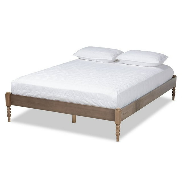 Baxton Studio Cielle Mid-Century Wood Platform King Bed in Weathered Gray