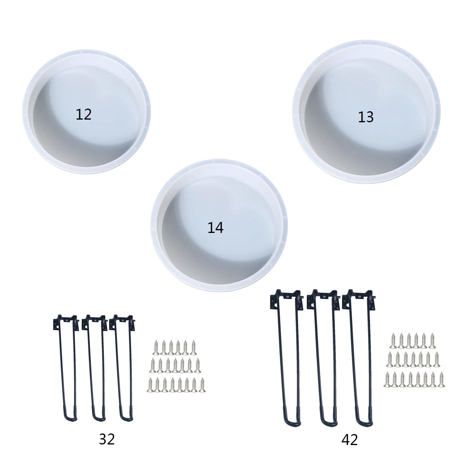 3-Size Resin Molds,Round Silicone Molds,Hairpin Legs for Table,Epoxy Resin Molds for Big Tray,Clock,Resin Casting