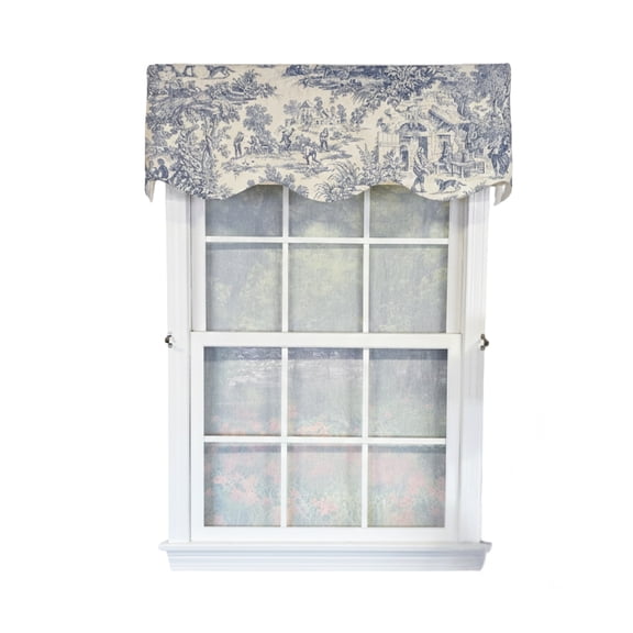 RLF Home Old-World Provance 100% Cotton Rod Pocket Lined Window Valance 50" x 15" Blue