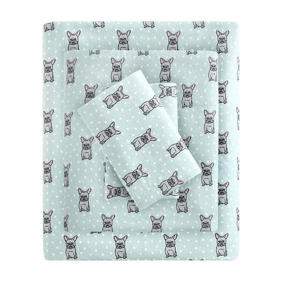 Gracie Mills Persephone 4-Piece Cotton Flannel Sheet Set Twin Gray GRACE-7549