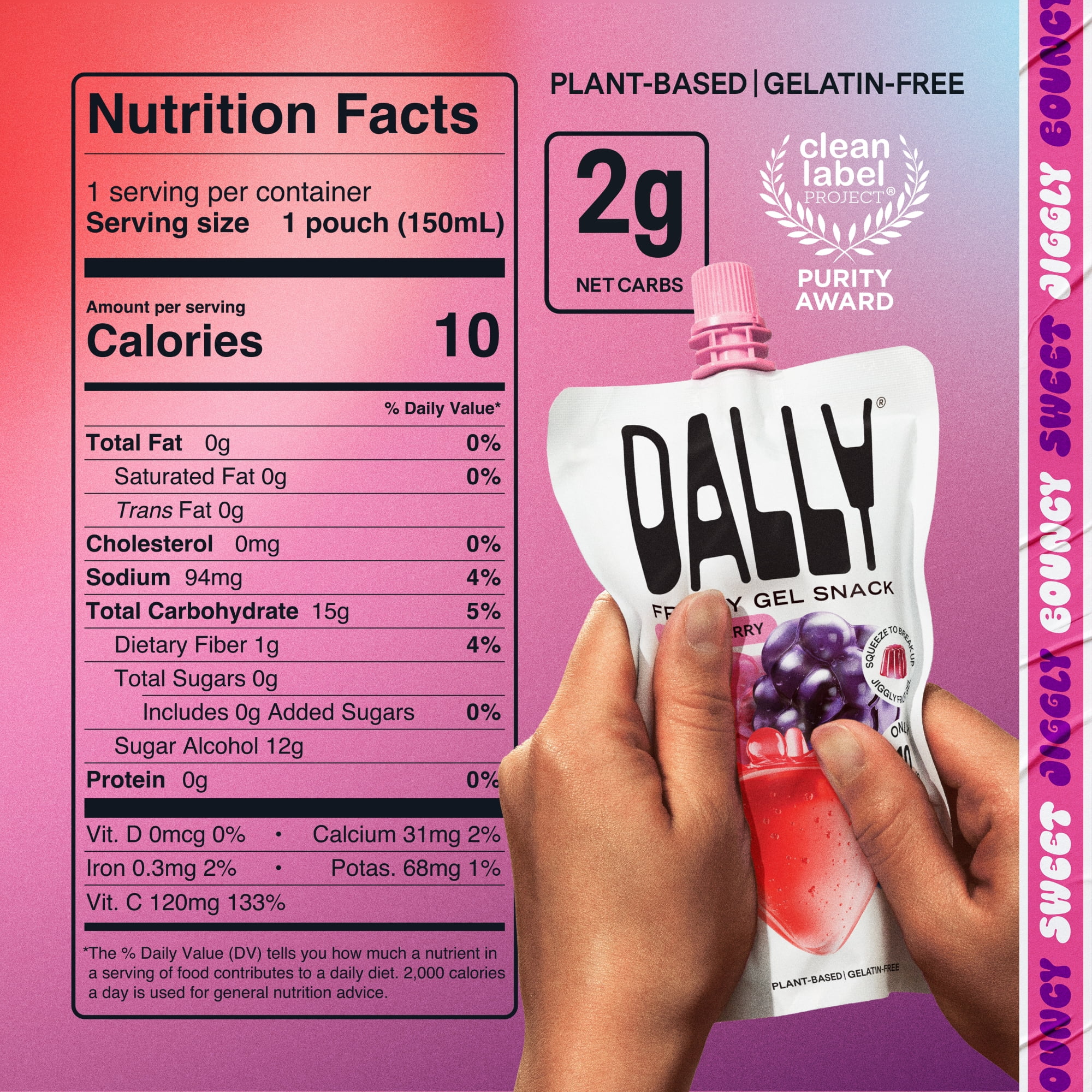 DALLY Mixed Berry Fruity Gel Snack, 5.07 Fl Oz Pouch