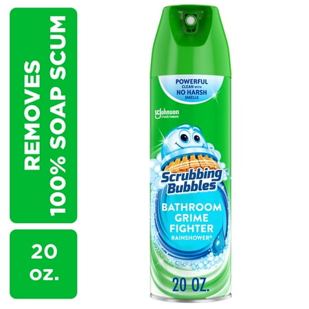 Scrubbing Bubbles Hard Surface Cleaner Bathroom Grime Fighter Disinfectant Cleaner Aerosol Rainshower 20 oz 1 Count