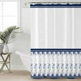 thumbnail image 2 of 72x78 Inch Shower Curtain Navy Blue Coastal Bathroom Decor Waterproof Fabric Bathtub Bath Curtains Decorative Summer Beach Starfish Striped Nautical Extra Long Shower Curtain Set with Hooks, 2 of 6