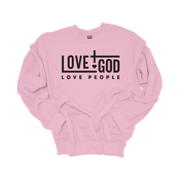 Trenz Shirt Company Womens Love God Love People Christian Crewneck Sweatshirt-Light Pink-3X-Large