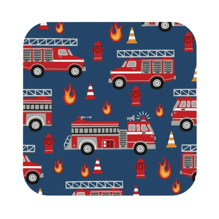 

Bingfone Fire Truck 1 Personalized Coaster Set 4 For Drinks Coffee Table Bar Beer Wine Cup Coasters 4 Inch