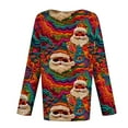 thumbnail image 6 of asdoklhq Crewneck Sweatshirts Women Christmas Women's Fashion Tees Casual Round Neck Loose T Shirt Long Sleeve Christmas Print Shirt Multicolor M, 6 of 6