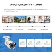ZOSI 2MP HD 1080P 4 in 1 TVI/CVI/AHD/CVBS Security Camera Day Night Weatherproof Camera 100ft IR Distance Aluminum Metal Housing