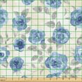 thumbnail image 2 of Ambesonne Floral Fabric by the Yard Upholstery, Winter Sketch Roses Artwork, 3 Yards, Blue Pale Grey Cream, 2 of 5
