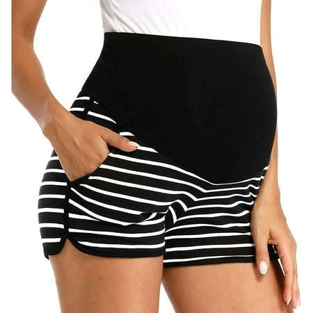 

Egmy Maternity Solid Strip Splicing Protect Abdomen Pregnant Woman Shorts Pants