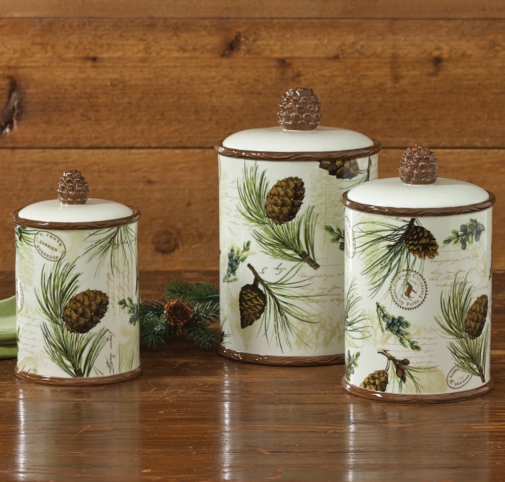 Walk In The Woods Lodge Canister Set 3 Pcs Rustic Kitchen Decor Walk In The Woods Lodge Canister Set 3 Pcs Rustic Kitchen Decor Com