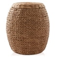 thumbnail image 3 of Casafield Round Storage Basket with Lid, Cinnamon - Handwoven Water Hyacinth Hamper Organizer for Laundry, Blankets, Plants, 3 of 7