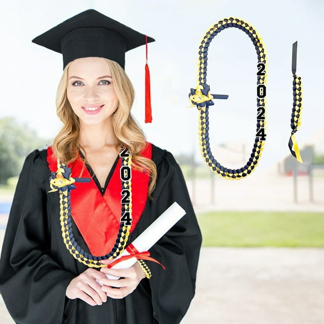 Nilvkv Graduation Ribbon Leis Braid Color Congrats Graduates Leis Necklace and Braid Bracelets for Graduation Party