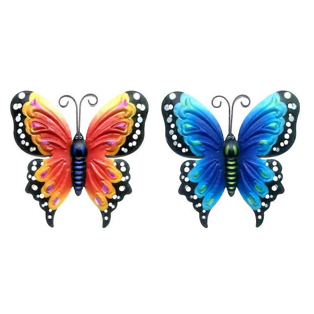 Metal Butterflies Decor 2Pcs Butterfly Shape Wall Hanging Decorations Indoor Outdoor Room Decor 20.5x20.5cm