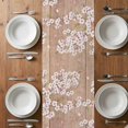 thumbnail image 6 of Birds Floral Table Runner - 120 Inch Long, Kitchen Dining Table Runner Dresser Scarves, Farmhouse Pink Flower Leaf Wood Grain Brown Farmhouse Decor for Coffee Tables Wedding Party Banquet, 6 of 8
