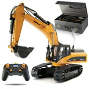Top Race 23 Channel Hobby Remote Control Excavator V4 - Full Metal RC Tractor Toy for Adults - Carries 180 Lbs - Digs 1.1 Lbs Per Cubic Inch - RC Construction Vehicles for Boys
