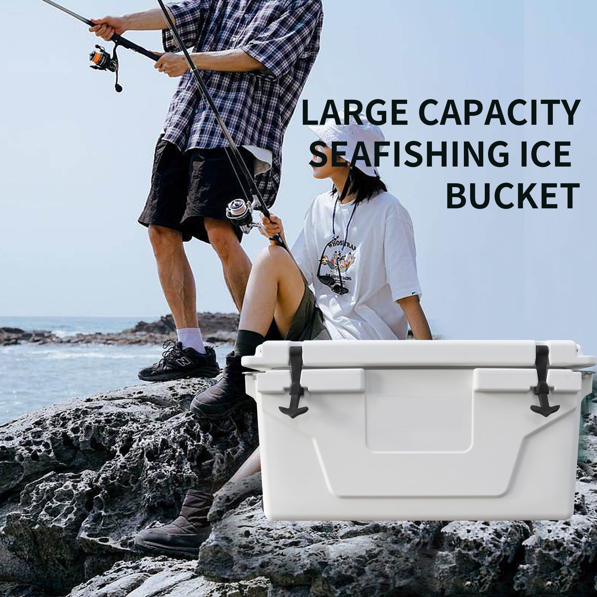 65QT Camping Ice Chest Beer Box Outdoor Fishing Cooler Insulated Portable  Cooler with Heavy Duty Wheels, Leak-Proof Wheeled Cooler, Keeps Ice for up  to 5 Days 