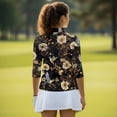 thumbnail image 5 of Uorisanigo Hummingbird Flower Women's Golf Shirt Size 2XL Fashion Women's 3/4 Sleeve Athletic Golf Shirts Versatile Workout Tops Zip Up Collar Quick Dry Outing Wear Workout Sports, 5 of 7