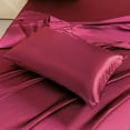 thumbnail image 5 of Btargot 4Pcs Silk Sheets Queen Deep Pocket Satin Sheets Set Burgundy Microfiber Cooling Bed Sheet Set, 5 of 12
