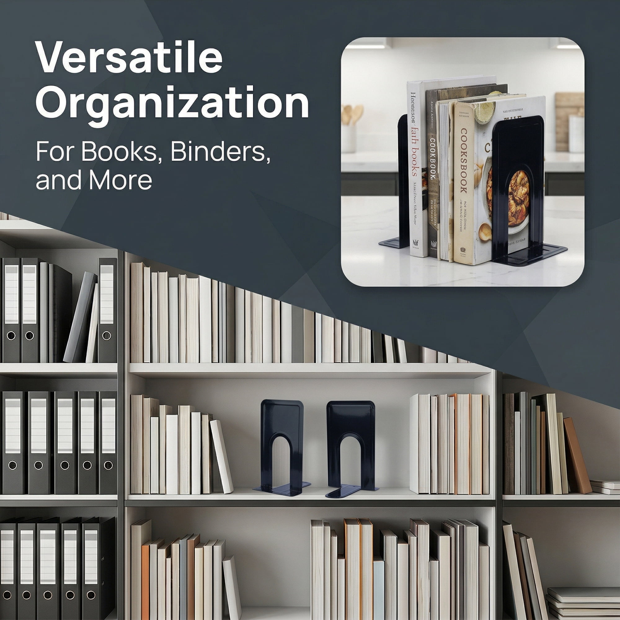 Unique Bargains Expandable Iron Bookends with Compartments Black 5.2"L x 6.5"W x 8.5"H