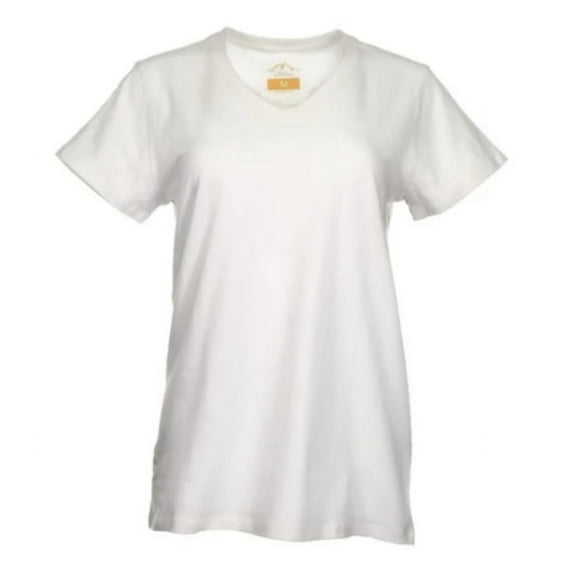 Blue Mountain YKL-9072 Women's Short-Sleeve V-Neck T-Shirt 2X Bright White